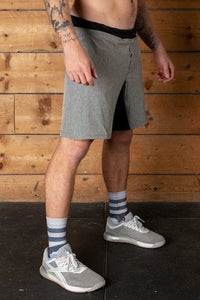 Grey CrossFit training short with Stretch waistband and inside leg seam